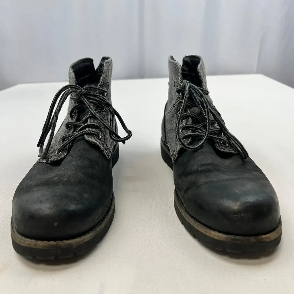Levi’s Men’s Lace Up Boots Black Leather Gray Textile Size 8.5